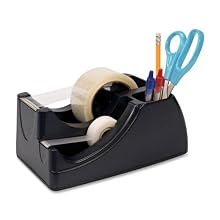 Officemate Recycled 2-In-1 Heavy Duty Tape Dispenser, Black (96690)
