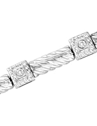 0.25ct tw Diamond Antique Look Bracelet 7 Inch 14k White Gold Double Safety Lock H-J SI-I Quality