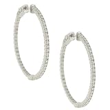 37mm Round 4 prong Diamond Hoop Earrings 1.21ct