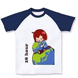 まいまいのどんくさいが28時間放送！　ぱぴこＴシャツ ラグランTシャツ(ホワイト×ネイビー) M