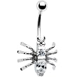 14k White Gold Cubic Zirconia Spider Belly Ring