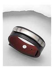 Black Leather Bracelet In White Base