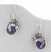 Sterling Silver Bunny Rabbit on AMETHYST Ball Earrings