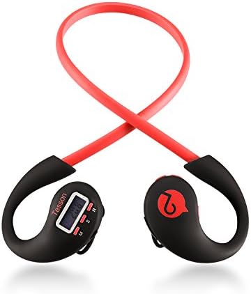 Bluetooth Earbuds,Tesson TS-60PA Wireless Noise Cancelling Headphones, Bluetooth Stereo Headset Earphones with Microphone for Sports &amp; Running with pedometer health monitoring for iPhone Samsung-Red
