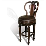 Windsor Rounded Swivel Bar Stool in Distressed Dark Espresso Seat Height: 2 ....