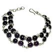 Silver Link Bracelets Amethyst Gemstone Jewelry (brclts017brclt)