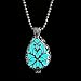 FM FM42 Glow in The Dark Openwork Teardrop Locket Pendant Necklace (Blue Light) GN1018