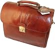 Mancini Brown Vegetable Tan Cowhide Leather Briefcase Laptop