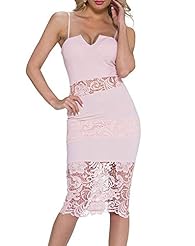 Sheer Lace Notched Bandeau Neck Notched Collar Polyester/Spandex Mini Dress 