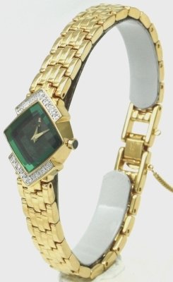 Lassale Watches- Seiko's Top of the Line Sapphire Crystal 23K Gold Finish Diamonds and a Safety Chain Women's Watch