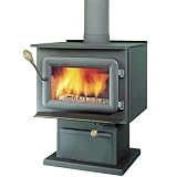 Flame FL-041 Black XTD XTD 1.1 Energy Efficient Pedestal Wood Burning Stove with 6 Flue Diameter an