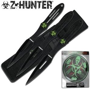 Z-Hunter Zombie Target Board w/ 3 Throwing Knives - Black