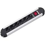 Bachmann 330.071 Tischsteckdose mit Schalter  6-fach Alu/schwarz