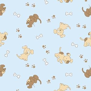 Crafty-Cuts-2-Yards-Flannel-Fabric-Peek-A-Boo-Puppy-with-Bones-Allover