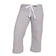 Heather Gray Solid color Lightweight Low Rise Flared Cotton Jersey Capris with tie cord waist.