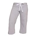 Heather Gray Solid color Lightweight Low Rise Flared Fleece Capris with tie cord waist.