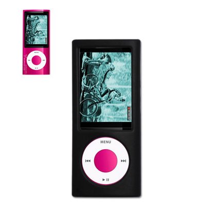 New Fashionable Perfect Fit Silicon Protector Skin Cover Cell Phone Case (Soft Shell) with Screen Protector for Apple iPod nano 5th generation 8GB 16GB - BLACK