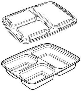 32 oz Microwaveable 3 Compartment White Rectangular Container Lid Combo 150 CT