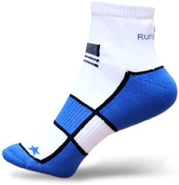RunBreeze Mens Cushioning Ankle Single Layered Padded Technical Running Socks Blue (7-9 US Mens)