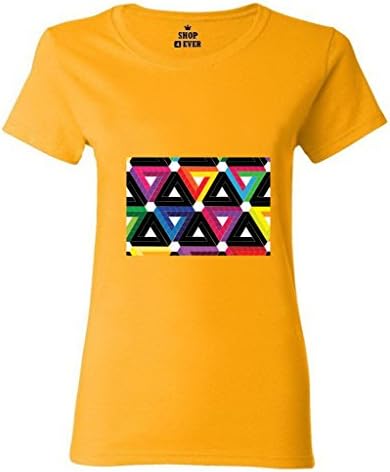 IMAXcoup Triangles Watercolors Legend Hearts Crewneck Stretch Short Sleeve Women T-shirt Size S