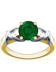 18K Yellow Gold Round Cut Emerald Solitaire Ring