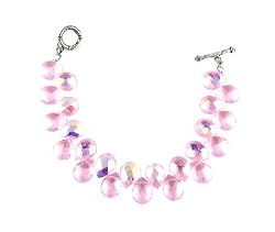 Bracelet - B109 - Side-Drilled Fire Polished Glass - Toggle Ends ~ Pink