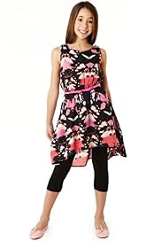 Autograph Cotton Rich Butterfly Print Dip Hem Dress & Leggings Outfit