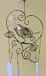 Copper Finished Bird, Leaves and Fused Glass Wind Chime Suncatcher
