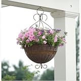DMC Products 14-Inch Resin Wicker Hanging Basket with Chain Hanger, White