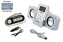 Portable Stereo Speaker (White) + FM Transmitter for SanDisk Sansa Player Fuze Clip View Incl. DBROTH Microfiber Cleaning cloth