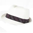 New Stripe Band Stingy Brim Braid Fedora Trilby Hat White - Large / Extra Large