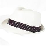 New Stripe Band Stingy Brim Braid Fedora Trilby Hat White - Large / Extra Large