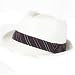 New Stripe Band Stingy Brim Braid Fedora Trilby Hat White - Large / Extra Large