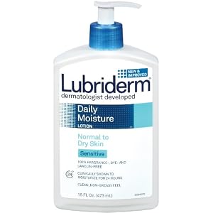 Lubriderm Sensitive Skin Therapy Moisturizing Lotion for Dry Skin, 16-Ounce Pump Bottles (Pack of 2)