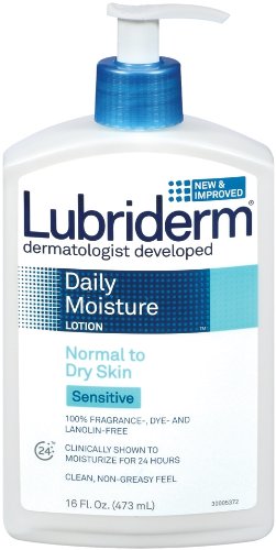 Lubriderm Sensitive Skin Therapy Moisturizing Lotion for Dry Skin, 16-Ounce Pump Bottles (Pack of 2)