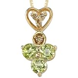 Stunning and Sophisticated 1.00 cts Round Cut Peridot Diamond Pendant 14Kt Yellow Gold