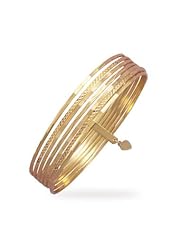 14 Karat Gold Plated Diamond Cut 7 Bangle Bracelet