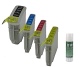 4 Pack Remanufactured Ink Cartridge Replacement for HP 11XL (1 Black, 1 Cyan, 1 Yellow, 1 Magenta) + Glue Stick.