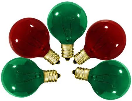 Christmas G40 Transparent Red and Green 25ct Light String Bundle