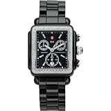 Michele Woman's MWW06F000001 Deco Ceramic Black Diamond Watch