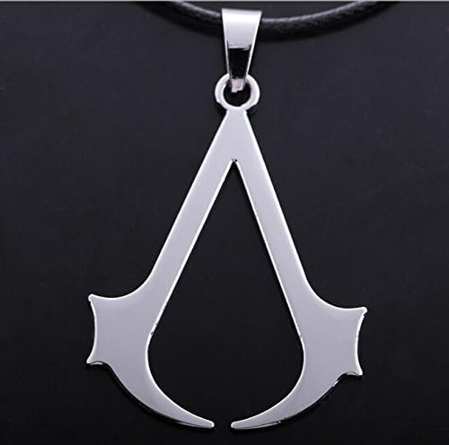 Atoy 1pcs Silver Assassin's Creed Logo Stainless Steel Badge Cosplay Ezio Chain Pandant Necklace + 1pcs Wristband
