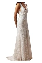 Sexy V-neck Lace Backless Open-Back Sleeveless Natural   Waistline Sheath Evening Dress/Prom Dress/Wedding Dress 