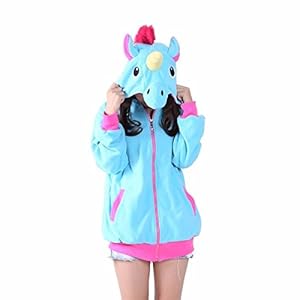UBeauty Unisex-adult Kigurumi Onesie Unicorn Pajamas (XL, Blue Unicorn Hoodie)