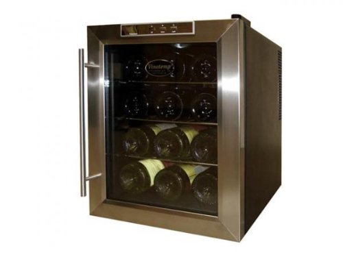 Vinotemp VT-12TEDS Thermo-Electric Digital 12-Bottle Wine Chiller, Black and Stainless