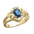 14Kt Yellow Gold Decorative Genuine London Blue Topaz Ring