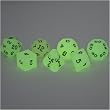 Green Glow-in-the-Dark Polyhedral Precision 7-Dice Set, Hand-inked