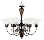 Yosemite Home Decor 4936-6SN Aspen 6 Light Chandelier, White Frosted Glass Shades, Satin Nickel Finished Frame, 27" x 21"