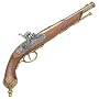 1825 Italian Percussion Dueling Flintlock Pistol - Wood and Metal Replica Gun with Antique Brass and Silver Tone Accents