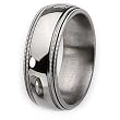 Grooved and Beaded Polished Titanium Ring (8.0 mm) - Sizes 8-12