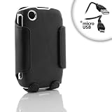 Premium Tough Shell Holster/Case and Data Transfer/Charging Cable Bundle for BlackBerry Curve 8530 / 8520